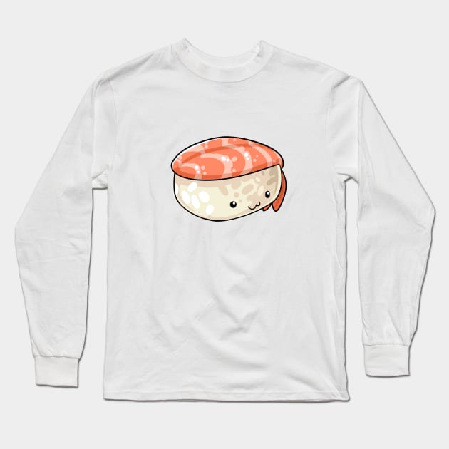 Kawaii food shrimp nigiri Japanese style Long Sleeve T-Shirt by Japanese Designs